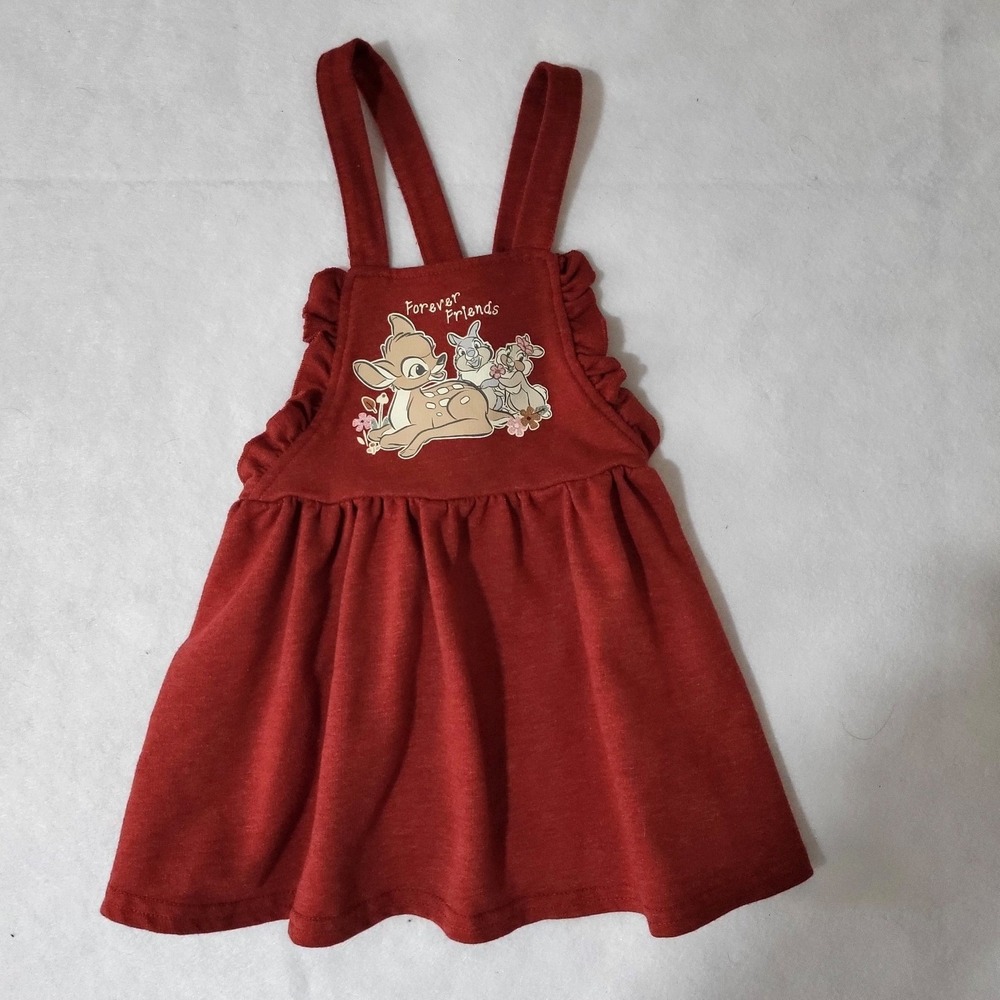 Disney Baby Bambi Thumper Jumper Dress Girls 24 Months Red Forever Friends